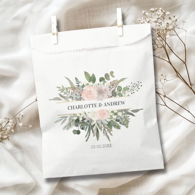 Monogram Floral Weddings  Favor Bag (Monogram Floral Weddings Favor Bag)