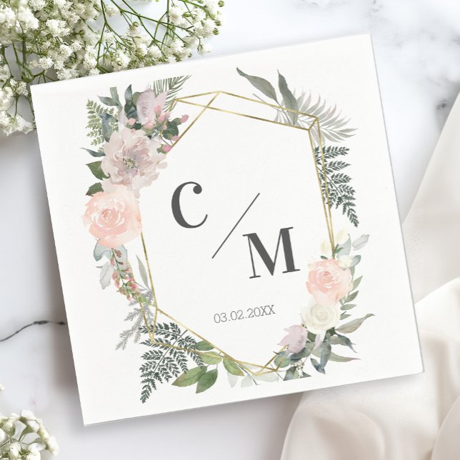 Monogram Floral Weddings   Napkins (Creator Uploaded)