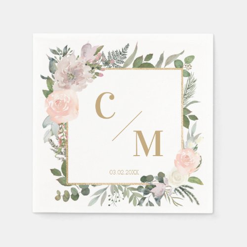 Monogram Floral Weddings  Napkins