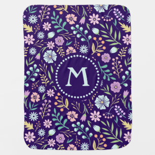 Monogram Floral Whimsical Boho Baby Blanket