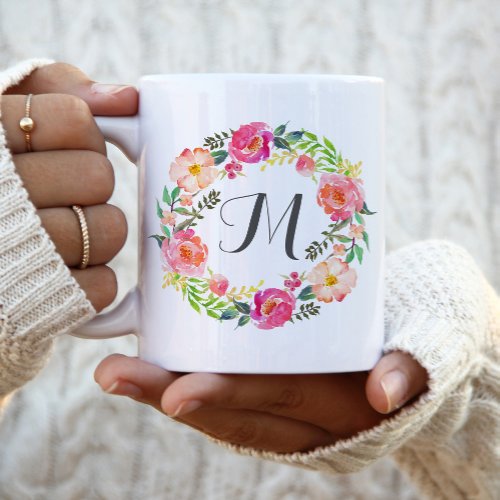 Monogram Floral WreathBridesmaid_2 Coffee Mug