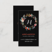 Monogram Floral Wreath Business Card (Front/Back)