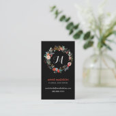 Monogram Floral Wreath Business Card (Standing Front)