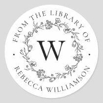 Monogram Floral Wreath From the Library Bookplate