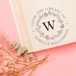 Monogram & Floral Wreath From the Library of Book Self-inking Stamp<br><div class="desc">Add an elegant touch to all your favorite books with our chic Floral Wreath Monogram From the Library of Bookplate stamp, featuring your single initial monogram in classic serif lettering, framed by a hand-drawn wreath of flowers, buds and tiny botanical leaves. "From the library of" appears in a gorgeous circular...</div>