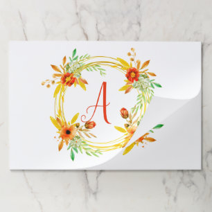 Monogram floral wreath monogram paper pad