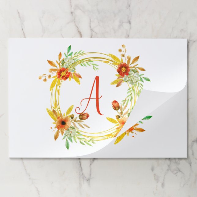 Monogram floral wreath monogram paper pad (Folded)