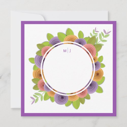 Monogram Floral Wreath Personalized Flat Card