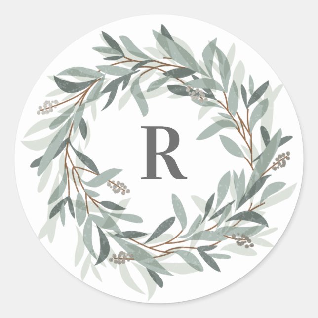 Monogram floral wreath sticker (Front)