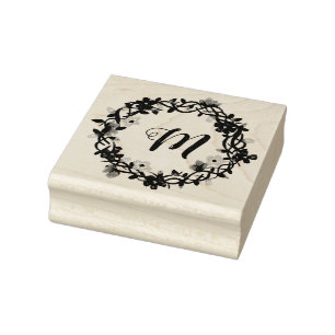 Monogram Floral Wreathe Stampers Rubber Stamp