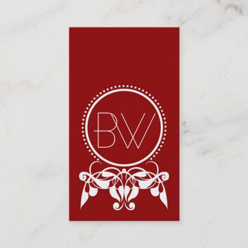Monogram Flourish [red] Business Cards