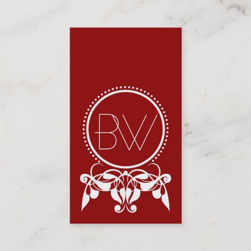 Customizable Monogram Flourish [red] Business Cards