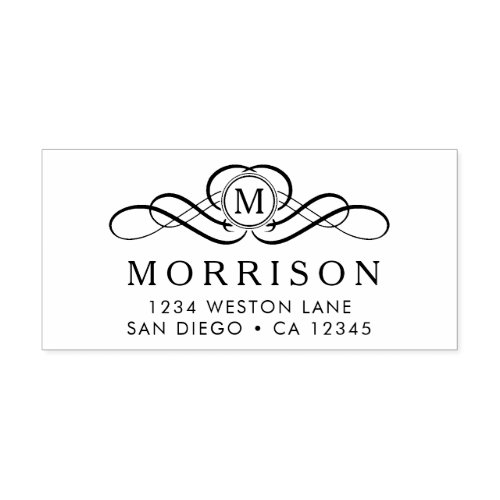 Monogram Flourish return address Self_inking Stamp