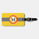 Monogram Flower And Honeycomb Pattern Personalized Luggage Tag at Zazzle