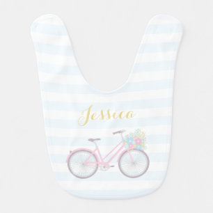 Monogram Flower Bicycle Cute Pastel Baby Bib