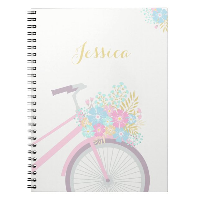 Monogram Flower Bicycle Notebook (80 Pages B&W) (Front)