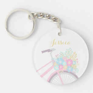 Monogram Flower Bicycle Wishing Great Day Keychain