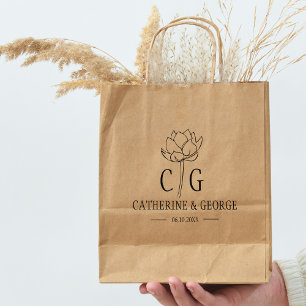 Monogram Flower Custom Wedding Bag Rubber Stamp