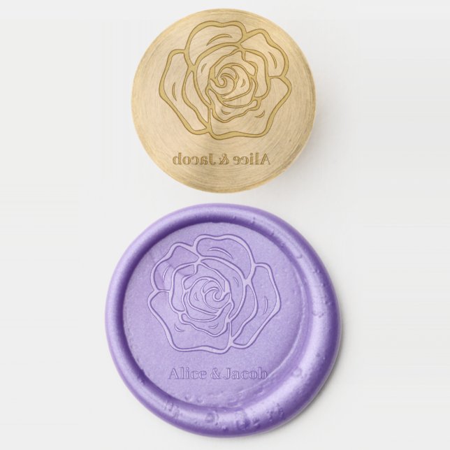 Monogram flower Elegant name Wax Seal Stamp (Stamped)