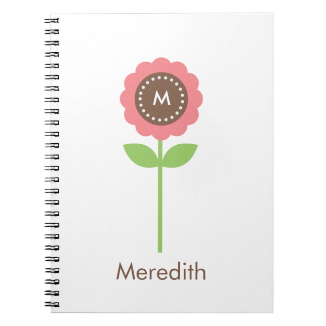 Monogram Flower Personalized Notebook (Front)