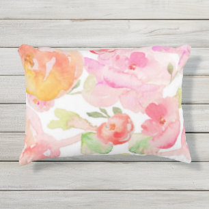 Monogram Flowered Outdoor Throw Pillow
