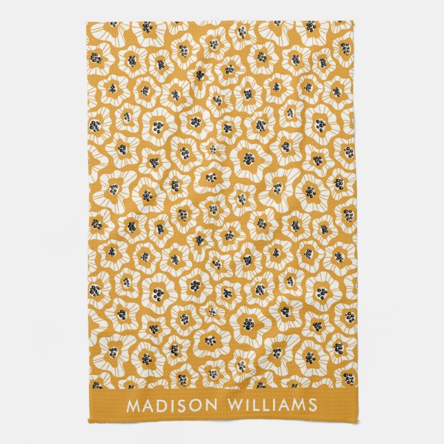 Monogram Flowers Elegant Stylish  Kitchen Towel (Vertical)