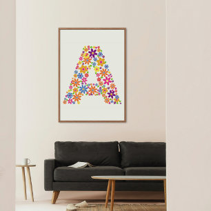 Monogram Flowers Floral Letter A  Poster