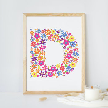 Monogram Flowers Floral Letter D Poster by nadil2 at Zazzle