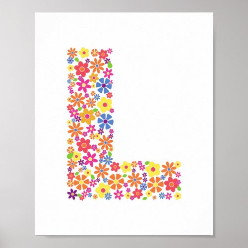 Monogram Flowers Floral Letter L Poster