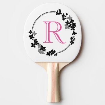 Monogram Flowers Frame Ping-pong Paddle by 85leobar85 at Zazzle