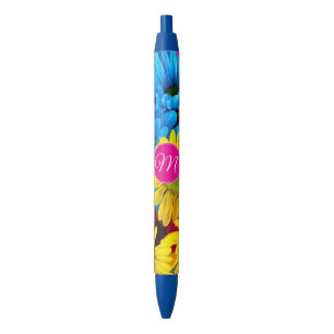Monogram Flowers in Fluorescent Colors Pen