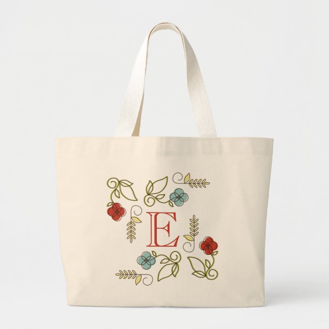 Monogram Flowers Jumbo Tote Bag (Front)
