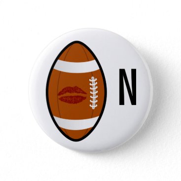 monogram football kiss button