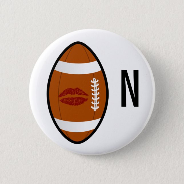 monogram football kiss button (Front)