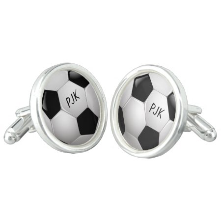 Monogram Football Soccer Ball Cufflinks