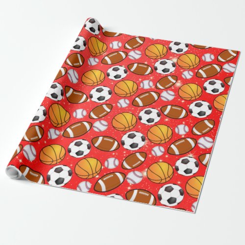 Monogram Football soccer baseball basketball Wrapping Paper