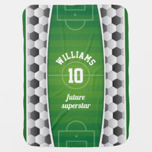 Monogram Football Soccer Field Ball Sport Green Baby Blanket
