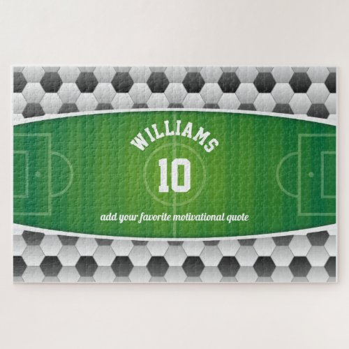 Monogram Football Soccer Field Ball Sport Green Jigsaw Puzzle