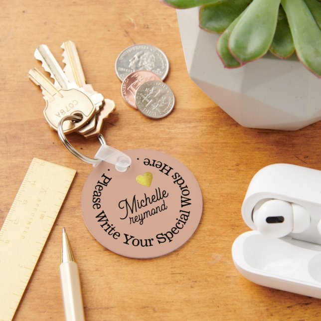 Monogram for Her with Custom Name Dusty Rose Keychain (Desk)