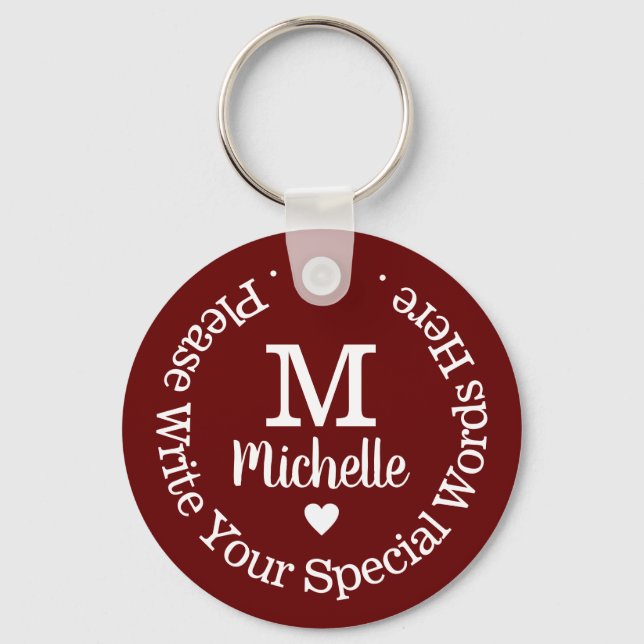 Monogram for Her with Custom Red Love Keychain (Front)