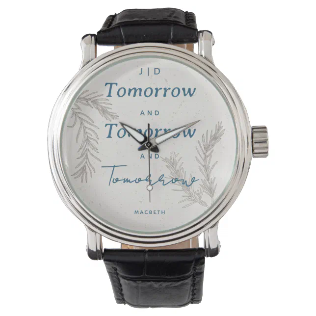 Monogram For Him Modern Elegant Shakespeare Quote Watch