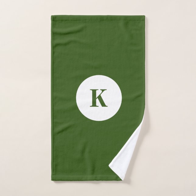 Monogram Forest Green Colorful Elegant Modern Hand Towel (Hand Towel)
