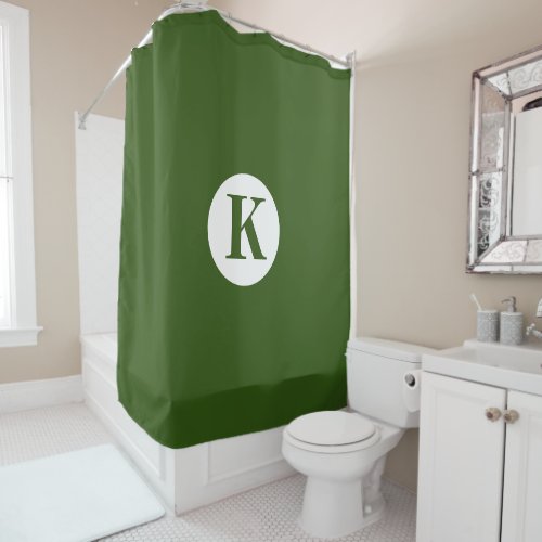 Monogram Forest Green Colorful Elegant Modern Shower Curtain