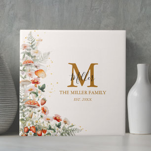 Monogram Forest Mushrooms Flowers Floral botanical Ceramic Tile