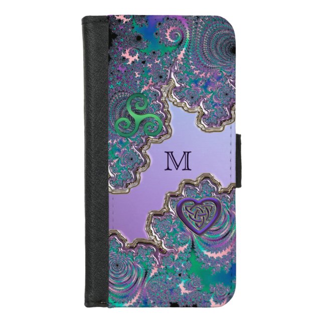 Monogram Fractal Celtic Heart iPhone 6 Wallet (Front)