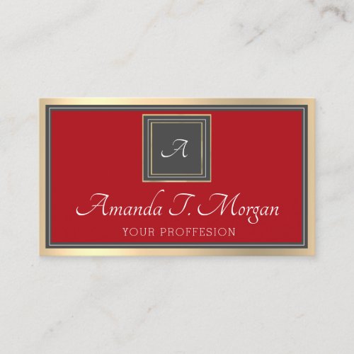 Monogram Frame Appointment Gold Ruby Gray VIP Business Card