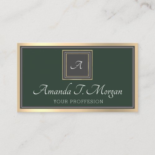 Monogram Frame Appointment Gold Woodland Gray VIP Business Card