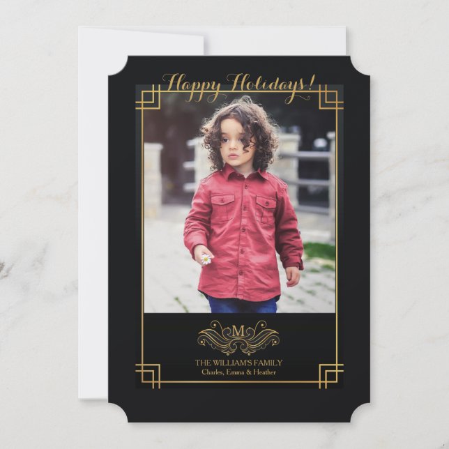Monogram Frame Holiday Photo Card (Front)