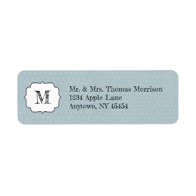 Monogram Frame on Pale Blue and Polka Dot Label (Front)