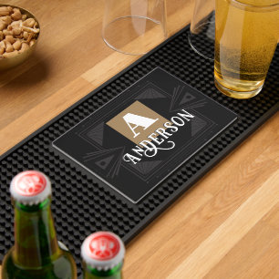 Monogram Framed Minimal Family Personalized Bar Mat